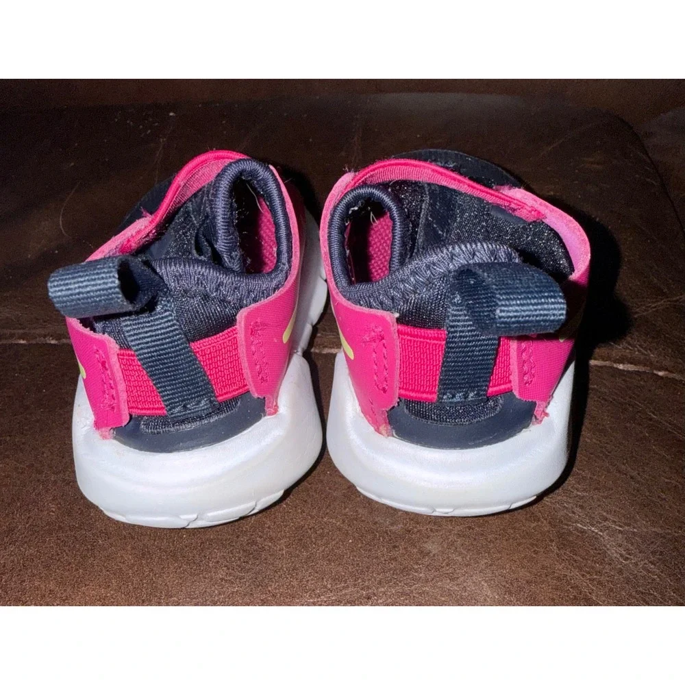 Nike Flex Toddler Girls Pink Navy Blue Sneakers Slip On Shoes Size 4C